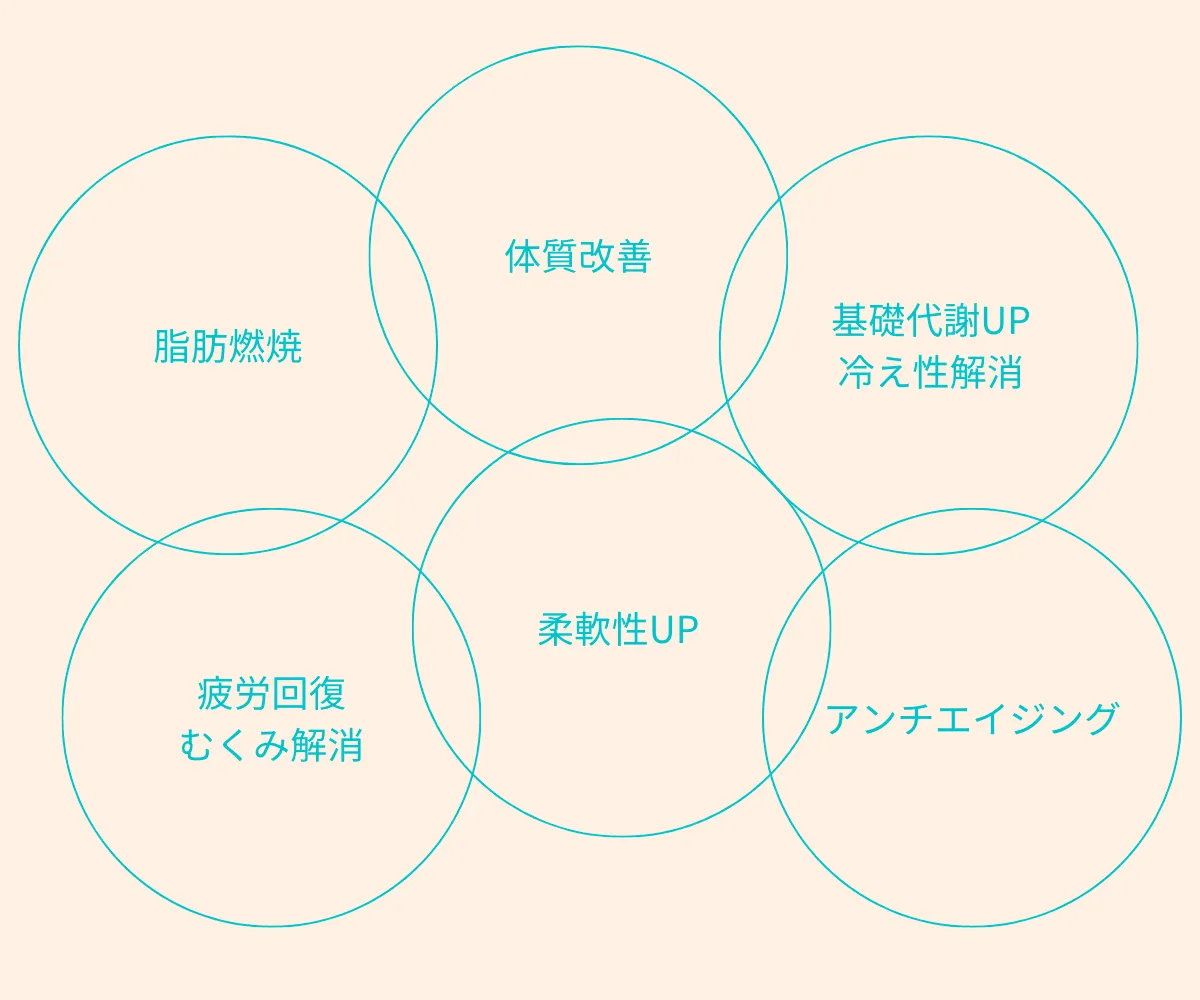 筋トレとストレッチの効果、脂肪燃焼、体質改善、基礎代謝アップ、冷え性解消、疲労回復、むくみ解消、柔軟性アップ、アンチエイジング